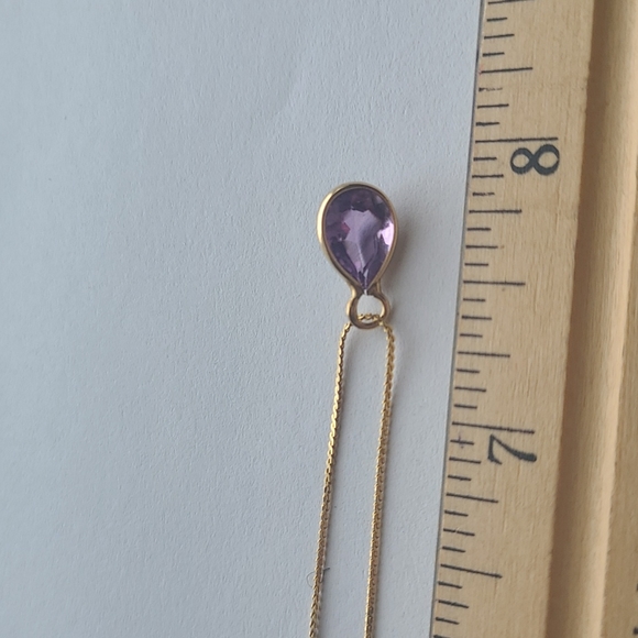 14k Yellow Gold chain with Amethyst Pendant - Picture 4 of 4